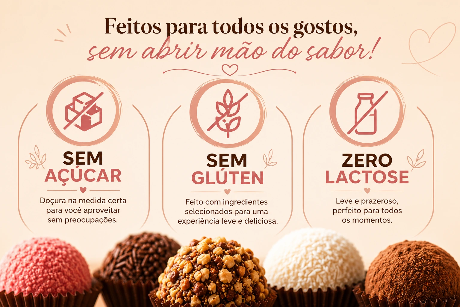 Brigadeiro zero açúcar, zero glúten, zero lactose